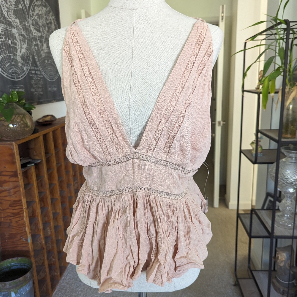 Blush free people tie halter